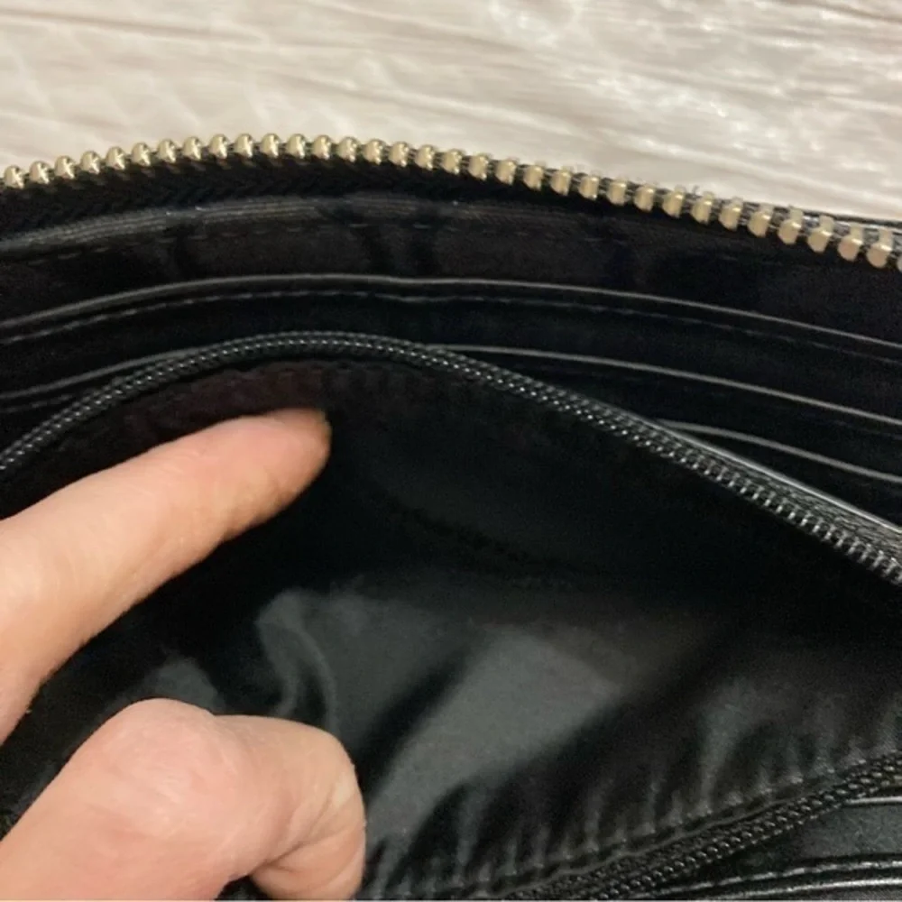Coach signature black glittery zipper wallet